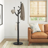 Wood Coat Rack Coat Tree Freestanding with Hooks, Heavy Duty Standing Coat Rack