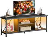 Stand up to 65 Inch TV, 55" Entertainment Center, Industrial TV Console with Open