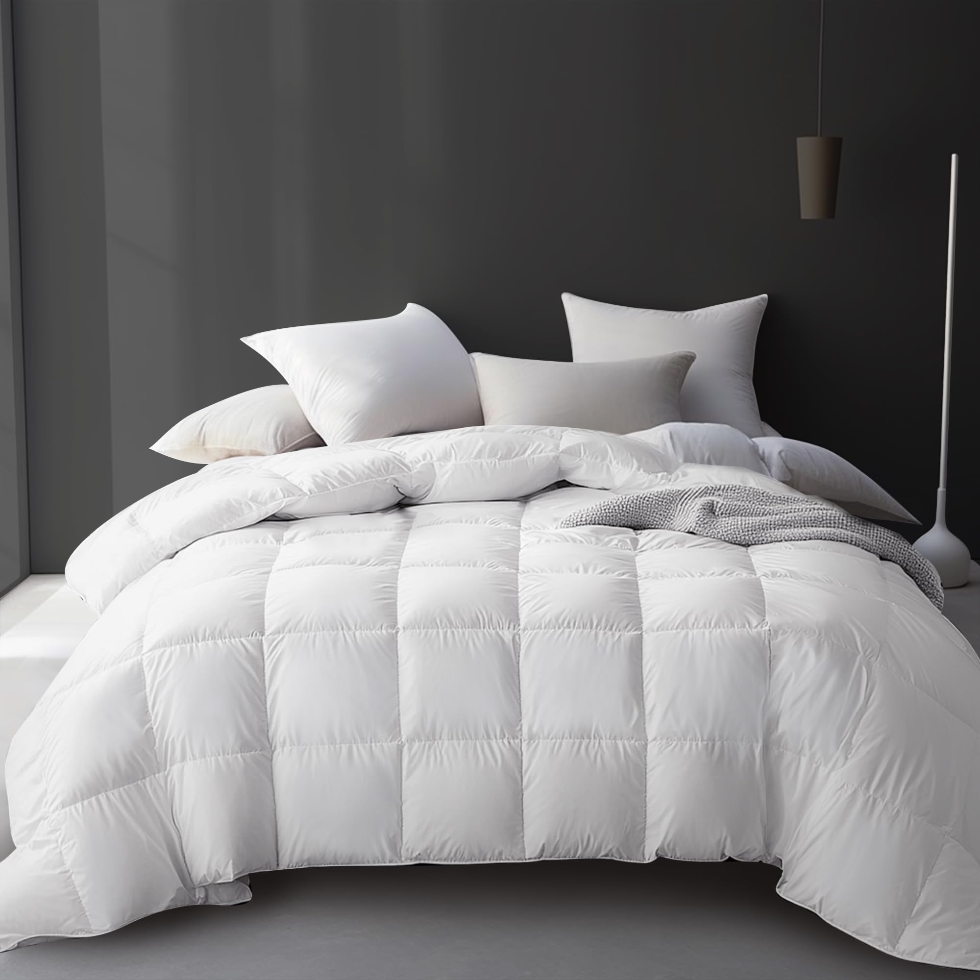 White Goose Feather Down Comforter King Size - 100% Cotton Duvet Insert