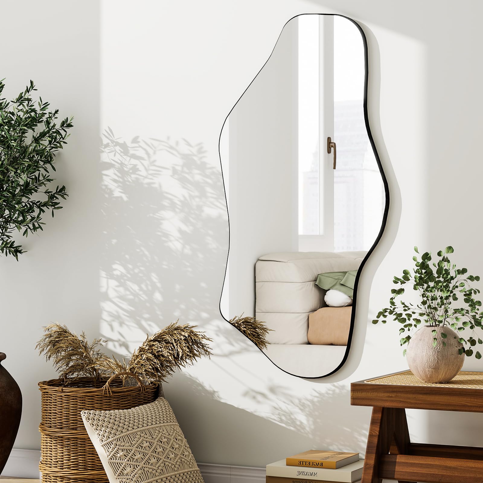 Large Irregular Wall Mirror 48" x 21" - Asymmetrical Full Length Mirror