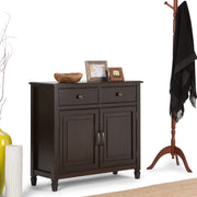 Connaught SOLID WOOD 40 Inch Wide Traditional Entryway Storage Cabinet in Dark Chestnut Brown