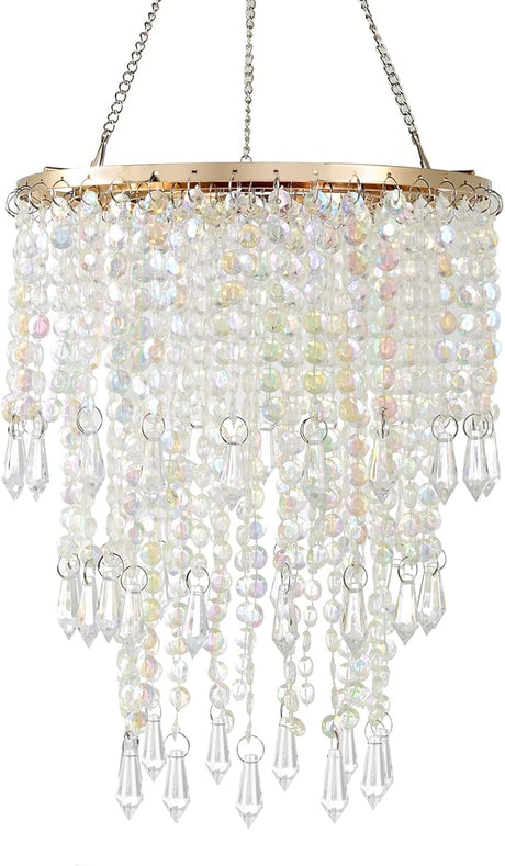 Modern Chrome Beaded Hanging Chandelier (W10.25 x H20”)