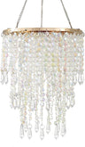 Modern Chrome Beaded Hanging Chandelier (W10.25 x H20”)