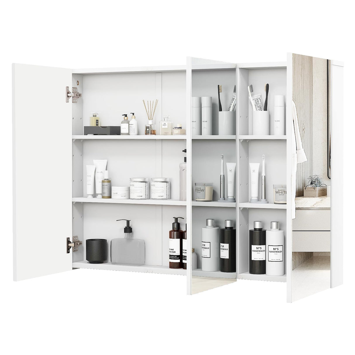 Large Bathroom Medicine Cabinet with Mirror, Wall Mounted Bathroom Cabinet