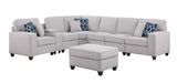 Linen Upholstered Sectional Sofa with Removable Ottoman,U-Shape 6 Seat SectionalCouch