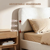 Queen Cloud Bed Frame with Adjustable Headboard - Boucle Upholstered Platform