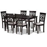 Modern and Contemporary Grey Fabric Upholstered and Dark Brown Finished Wood 7