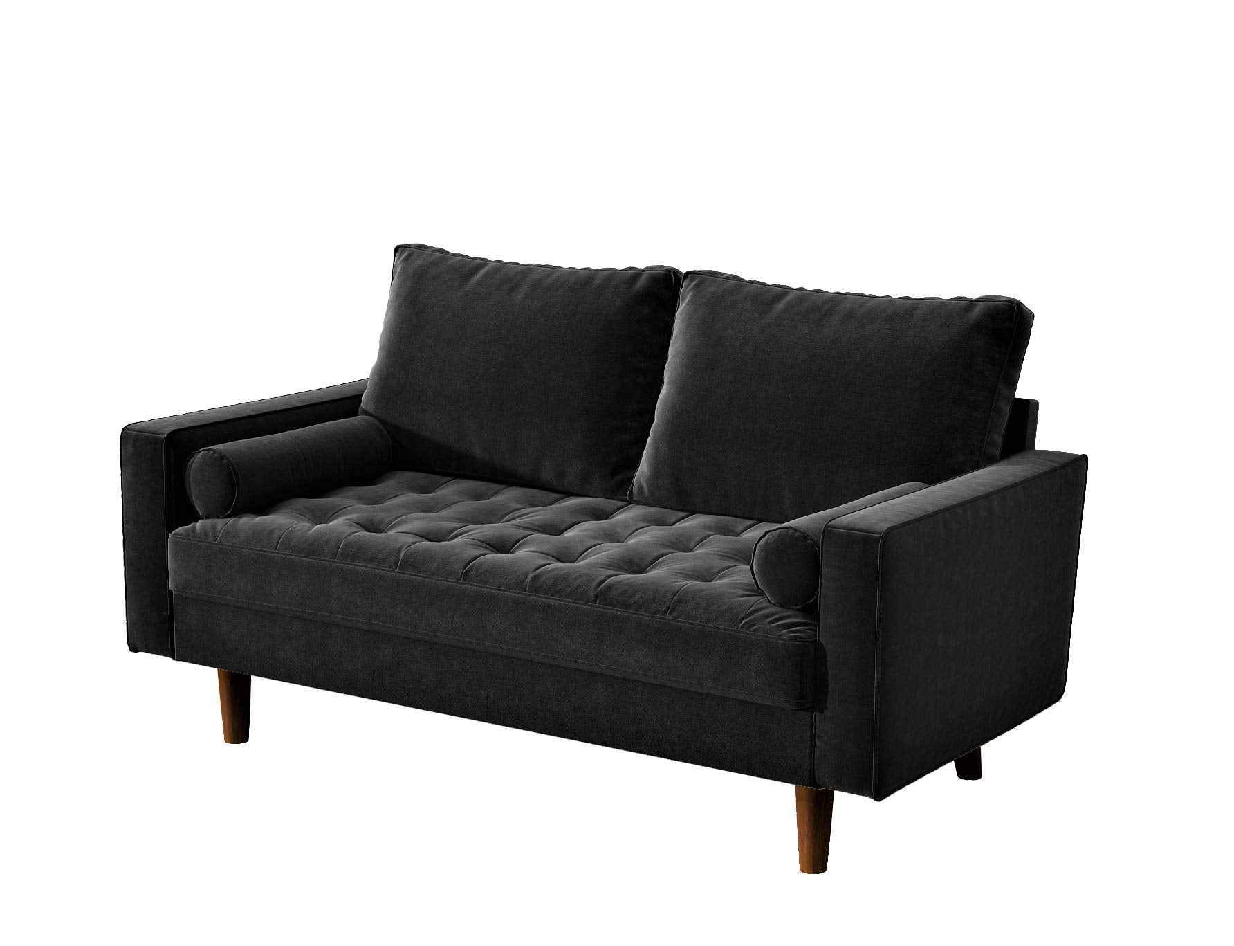 Womble 58 Inch Velvet Loveseat Sofa with Elegant Button Tufted Upholstery, Square Arms,