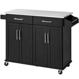 Rolling Kitchen Island with Stainless Steel Top