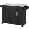 Rolling Kitchen Island with Stainless Steel Top