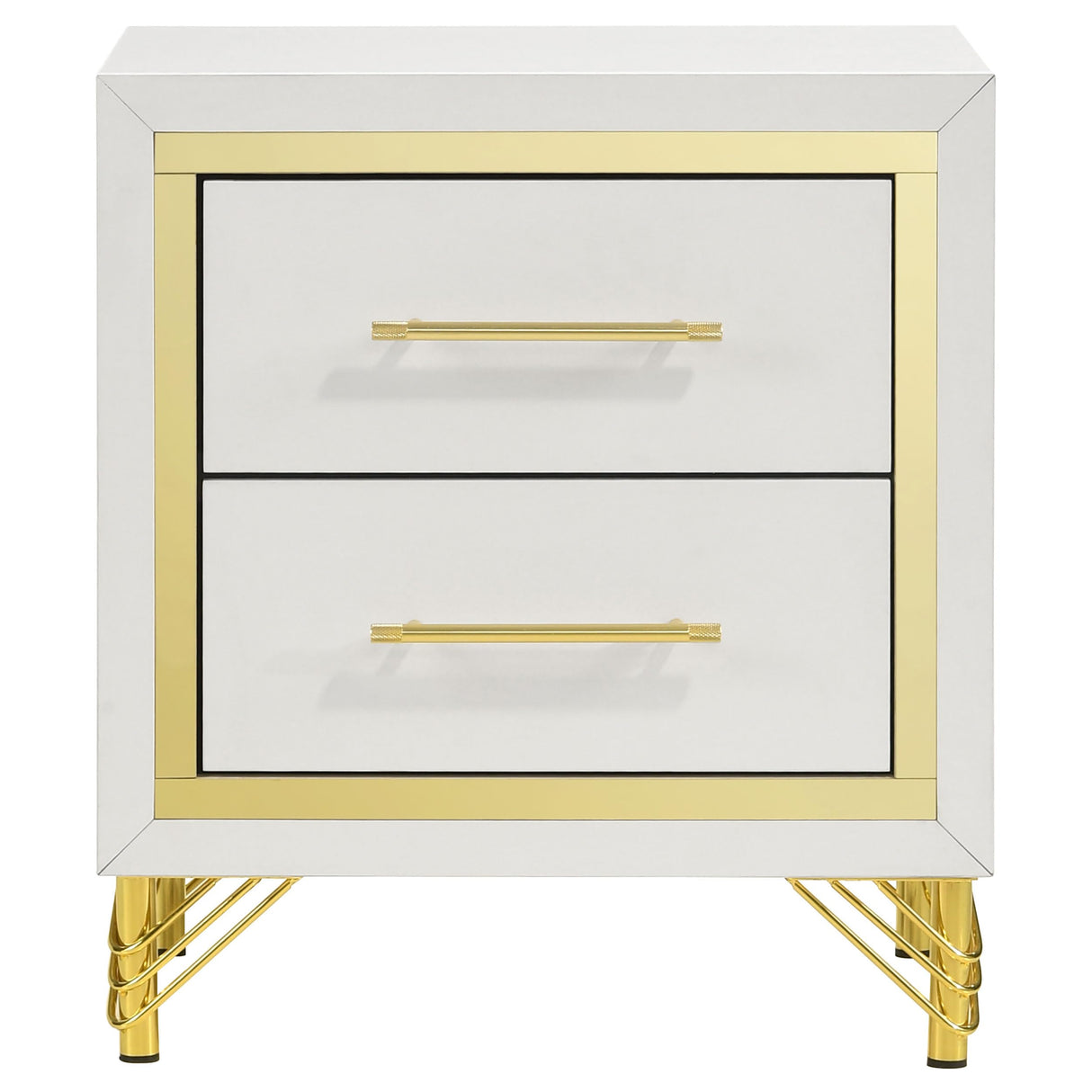 Coaster Lucia 2-Drawer Nightstand White and Gold