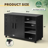 Office Storage Cabinet with Doors and Shelves, Lateral Printer Cabinet for Office Supplies