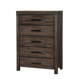 Benjara  Wire-Brushed Wooden Chest with Metal Bar Handles