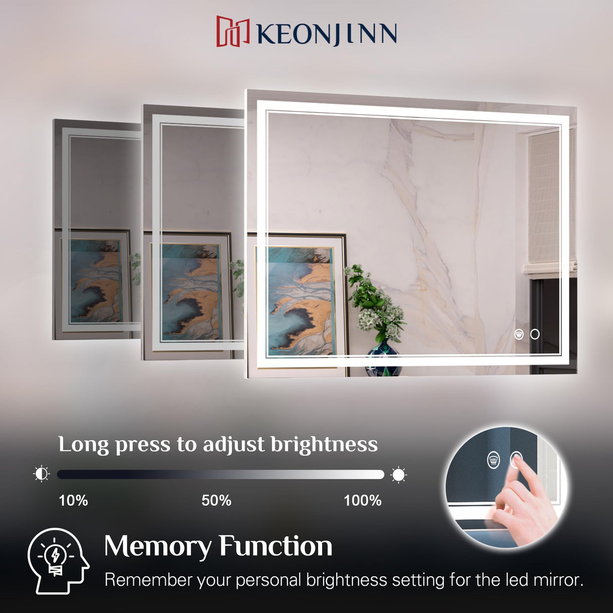 Keonjinn 84 x 32 Inch LED Bathroom Mirror with Lights 3 Color Temperature Frontlit Oversized Vanity Mirror Wall Mounted Anti-Fog, UL Listed LED Driver, Tempered Glass Dimmable Lighted Bathroom Mirror