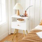 Nightstand with Charging Station, Tall End Table, Side Table
