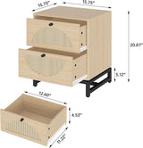 Gold and White Nightstand Set of 2, Modern Night stand with Charging Station & Drawers