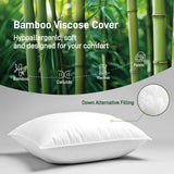 Hypoallergenic Bamboo Viscose Shell, Soft King Size Bed Pillow with Down Alternative Filling, Oeko-Tex Certified, Luxury Hotel Quality for Back, Stomach and Side Sleepers