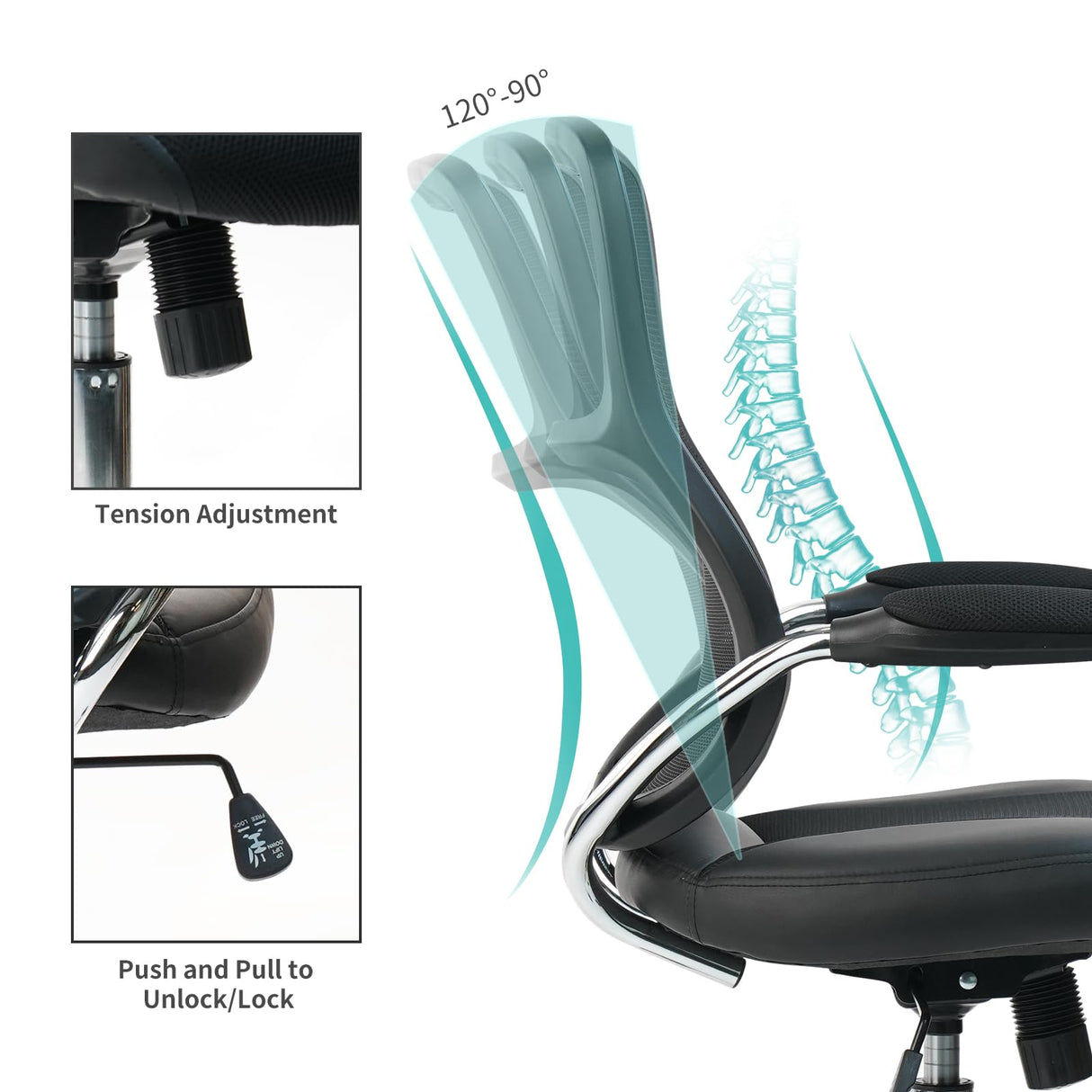 Mid Back Office Chair, Mesh Task Chair with Lumbar Support and Mesh Armrest