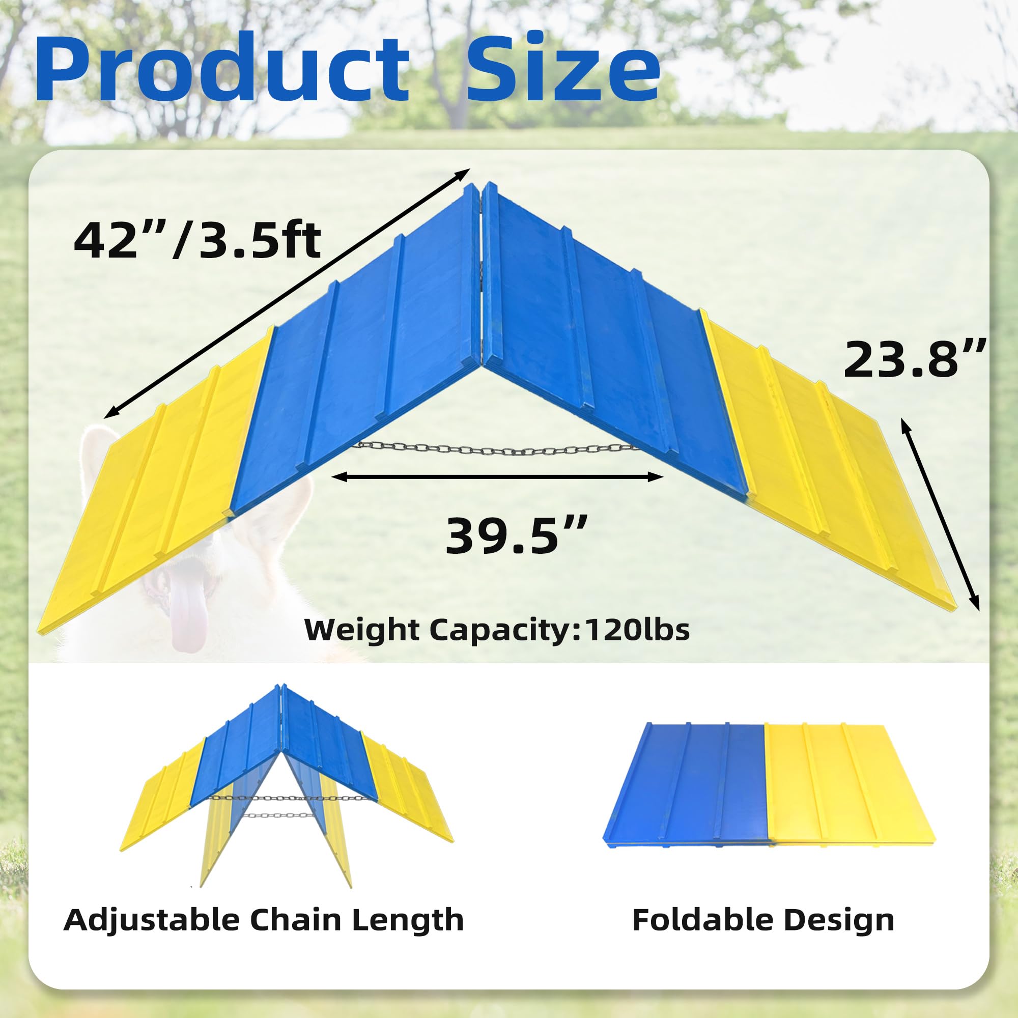 Dog Agility A-Frame for Large Dogs - 84" x 24" Outdoor Training Equipment