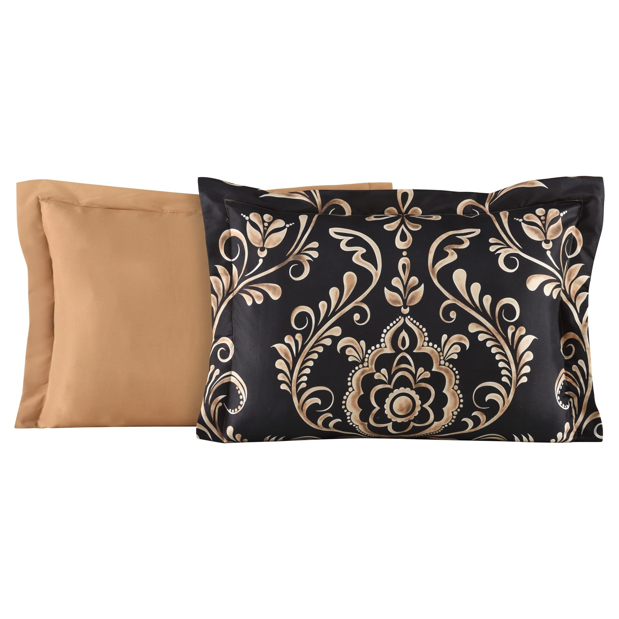 Sabrina Damask 8-Piece Bed-in-a-Bag Comforter Set - Queen, Black/Gold