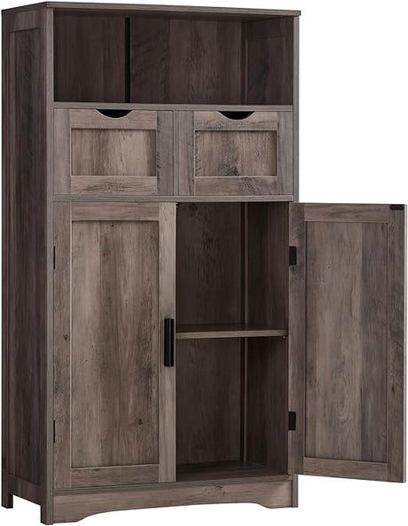 Storage Cabinet, Bathroom Cabinet with 2 Drawers & 2 Adjustable Shelves, Cupboard