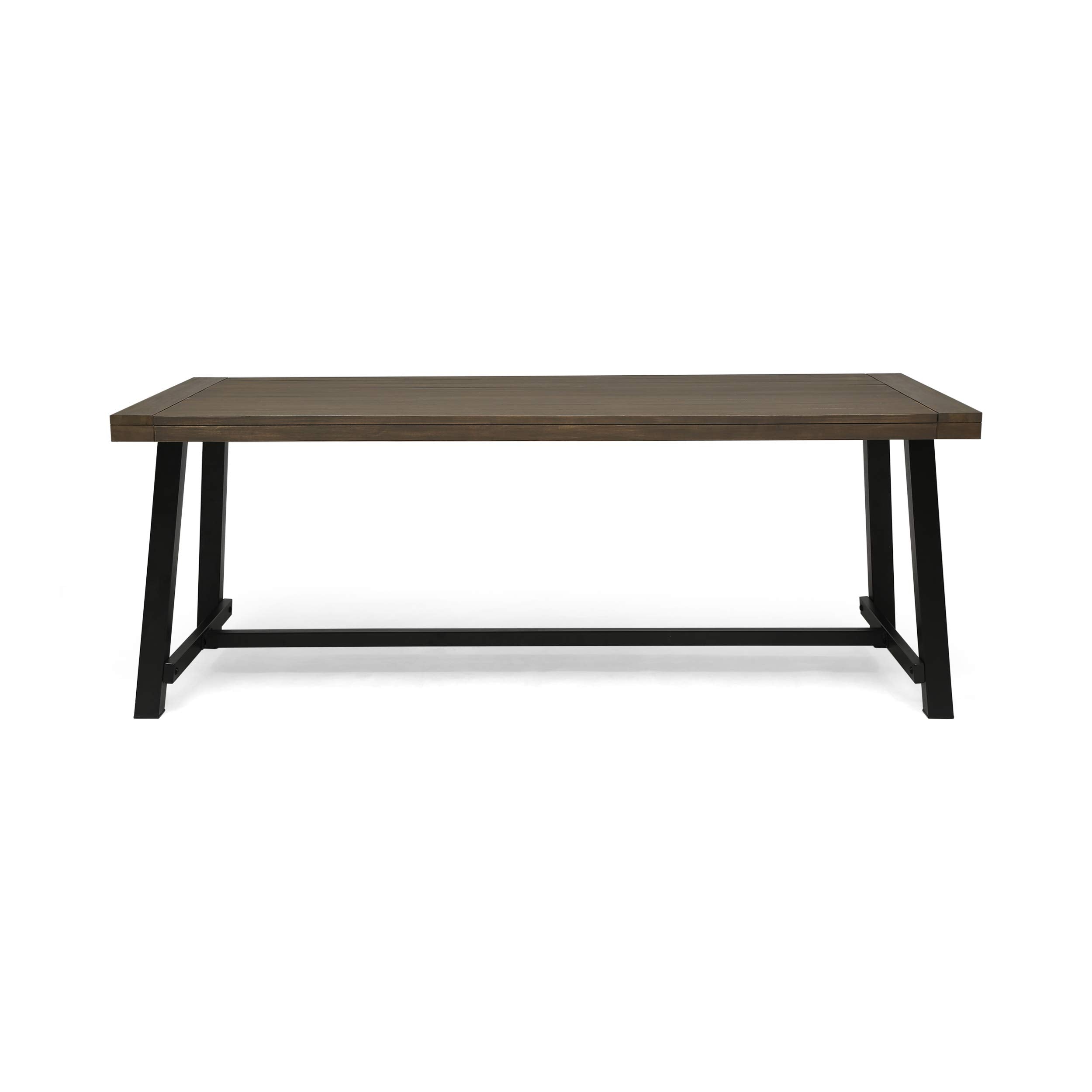 Beau Outdoor Eight Seater Wooden Dining Table, Gray and Black
