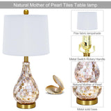 Modern Coastal Table Lamps Set of 2, Natural Mother of Pearl Tiles 23.5" Bedside Lamp,