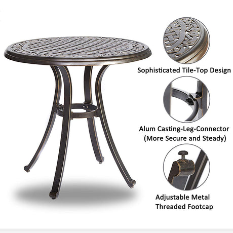 DALI 3 Piece Bistro Set, Cast Aluminum Dining Table Patio Glider Chairs Garden Backyard Outdoor Furniture