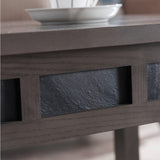 10058-GR Rustic Coffee Table with Shelf, Smoke Gray/Black Slate Stone