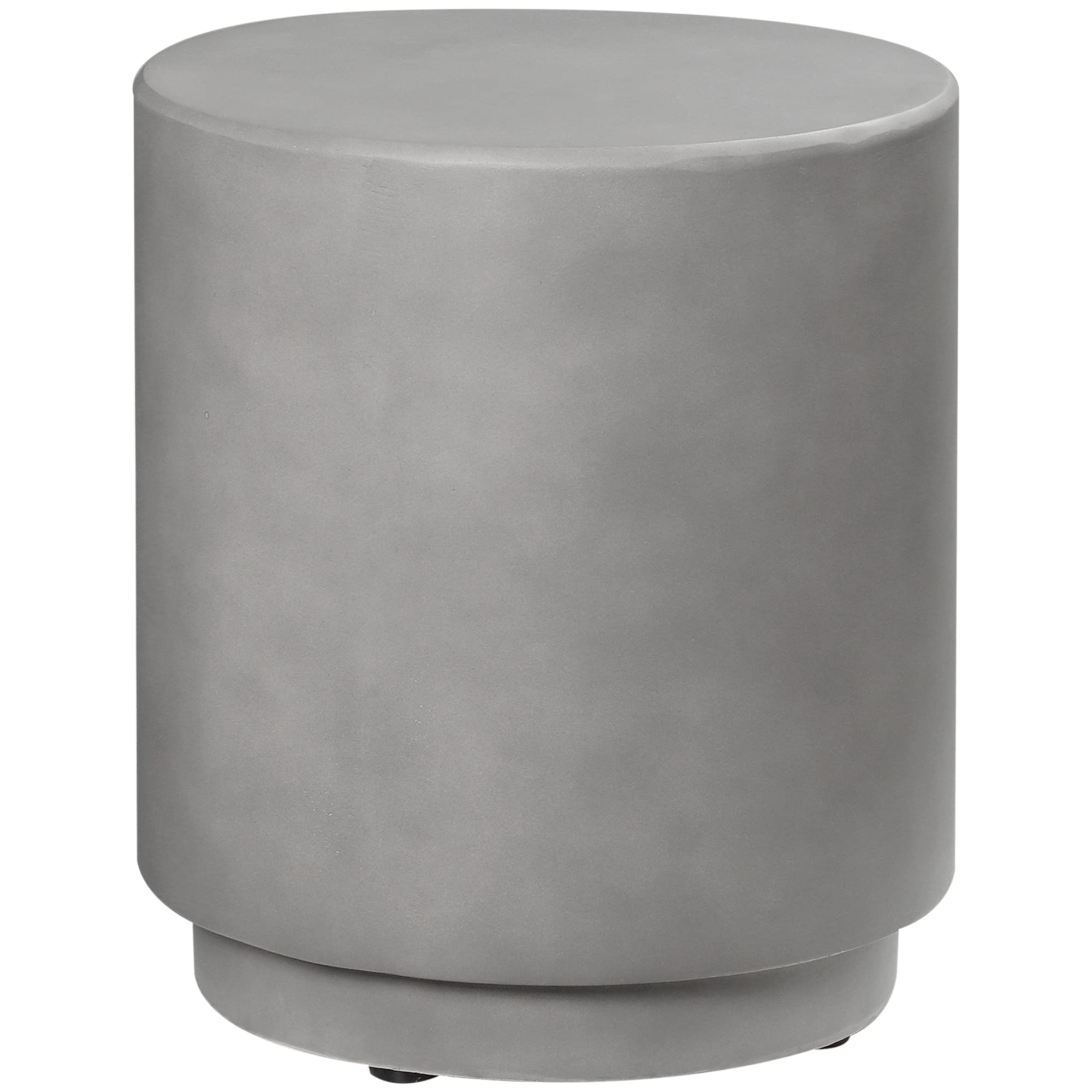 Round Side Table, Lightweight Accent Table with Concrete Finish, End Table