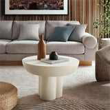 6760-WHI Caspian Round Concrete Coffee Table, White