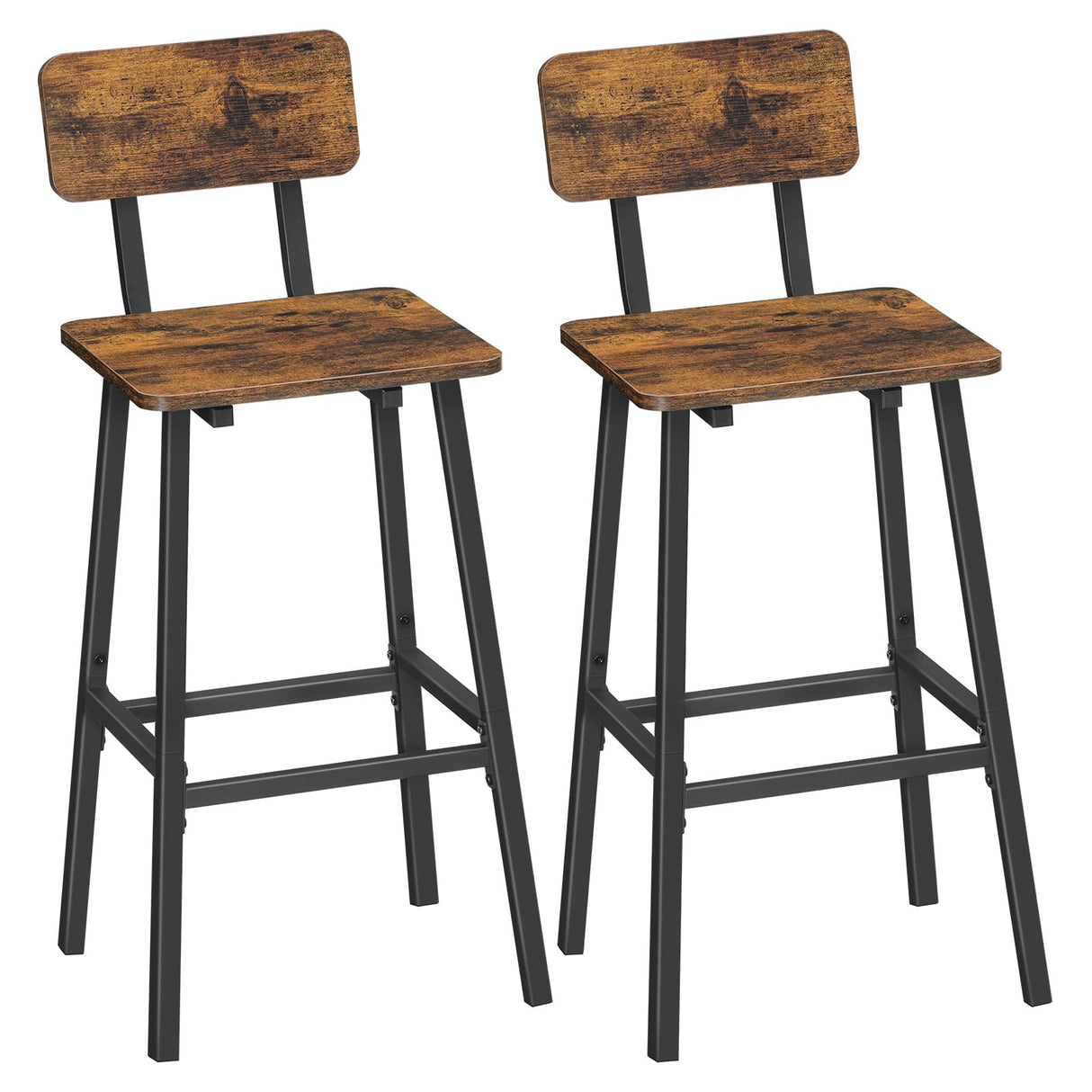 Bar Stools, Barstools Set of 2, Bar Chair with Backrest and Footrests