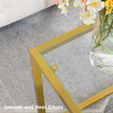 Glass Coffee Table, Gold Coffee Tables for Living Room, Gold Glass Coffee Table