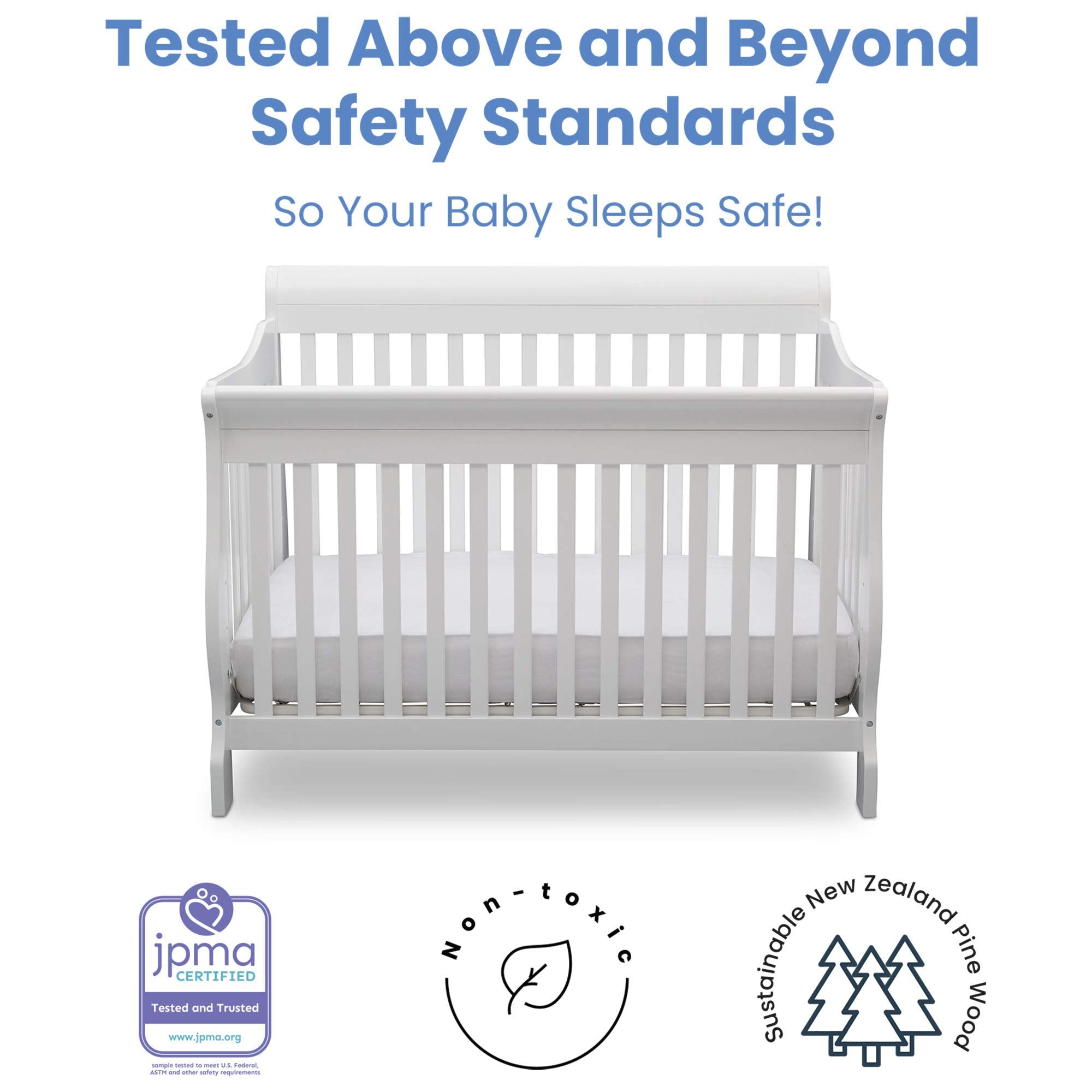 Delta Children Canton 4-in-1 Convertible Crib - Easy to Assemble, Bianca White