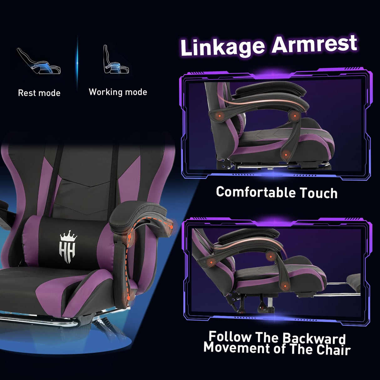 Ergonomic Gaming Chair with Footrest - Reclining Big and Tall Office Chair