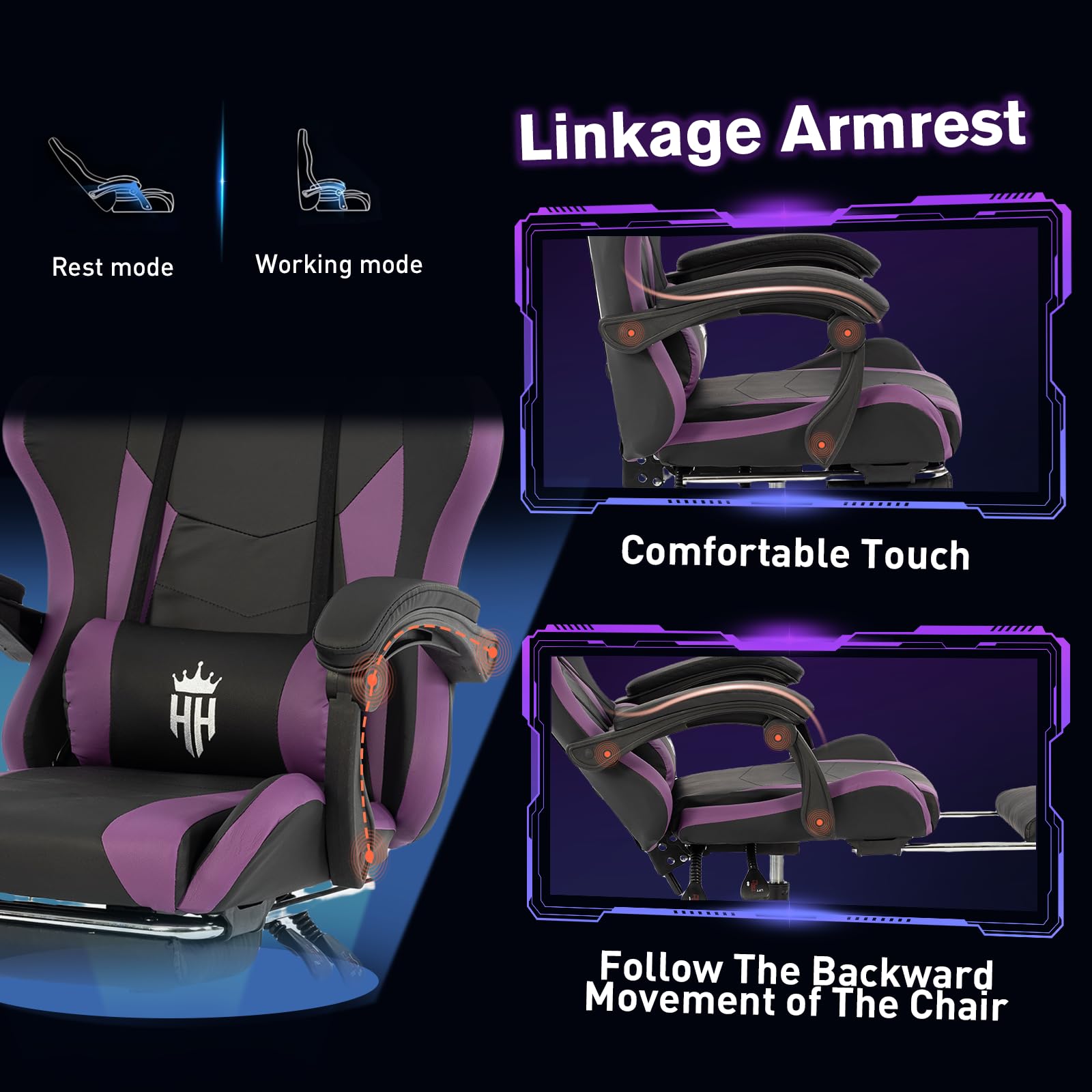 Ergonomic Gaming Chair with Footrest - Reclining Big and Tall Office Chair