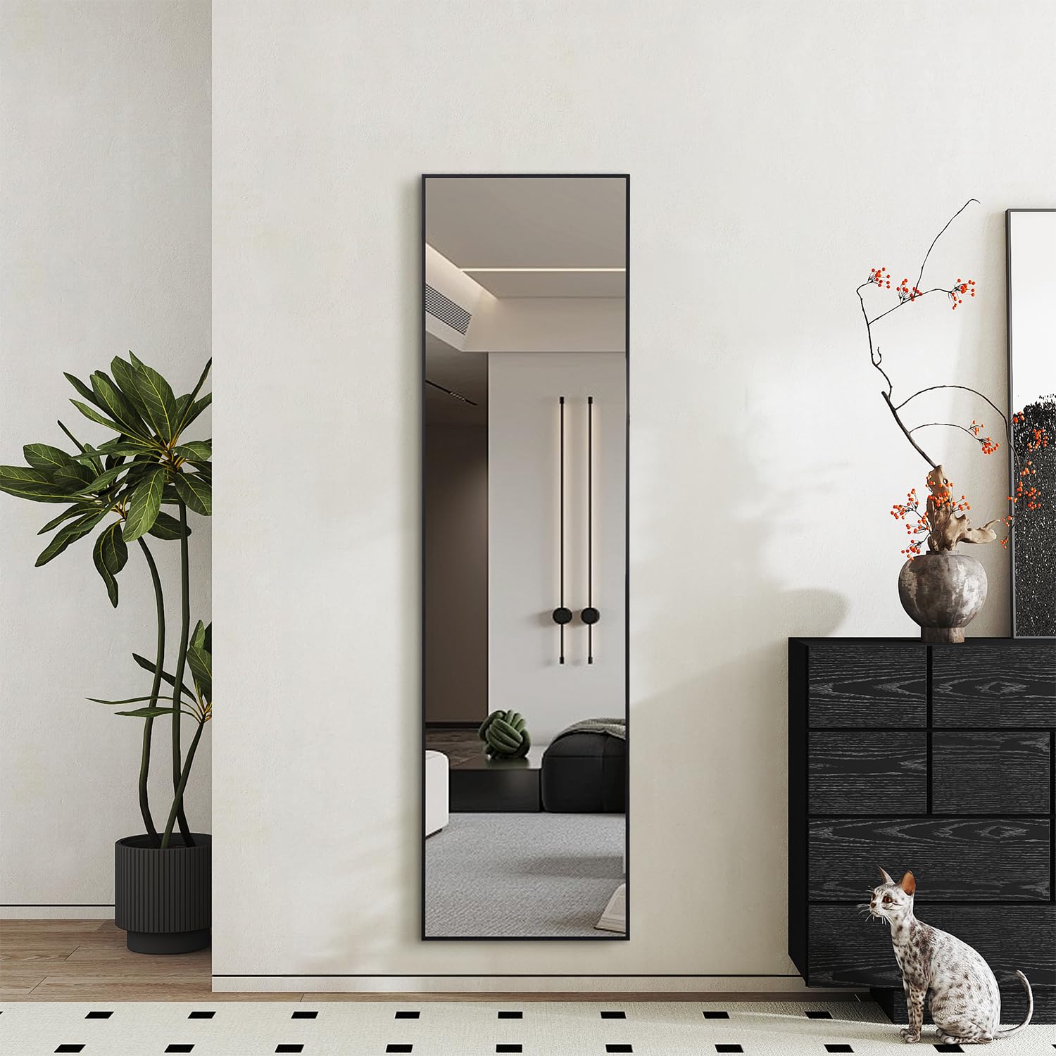 Full Length Mirrors 55"x15" Rectangle Mirror Black Mirror Full Body Mirror