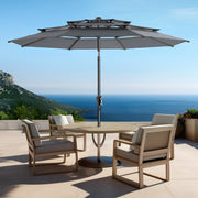 9FT 3-Tiers Outdoor Patio Umbrella with Push Button Tilt and Crank