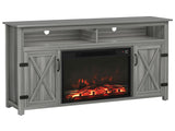 Fireplace TV Stand for Television up to 65+ Inch with Storage and Farmhouse Barn Doors