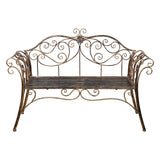 Bronze Metal Garden Bench Chair 2 Seater for Garden, Yard, Patio, Porch and Sunroom