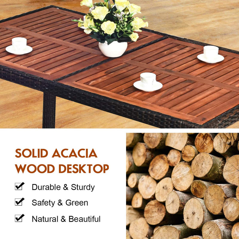 Garden Dining Set w/Acacia Wood Table Top, Stackable