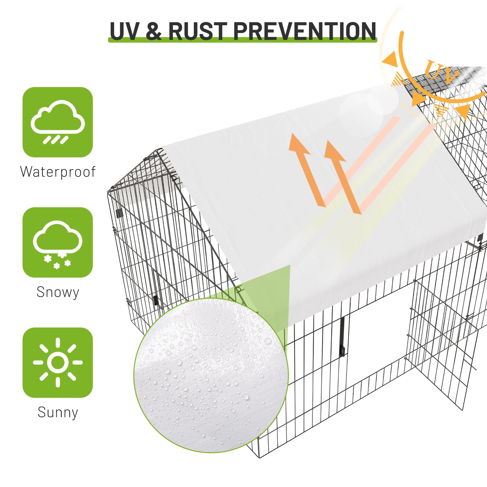 Metal Chicken Coop 86"×40"×40" Chicken Run with Waterproof Cover Portable Poultry Cage Walk in Hen House
