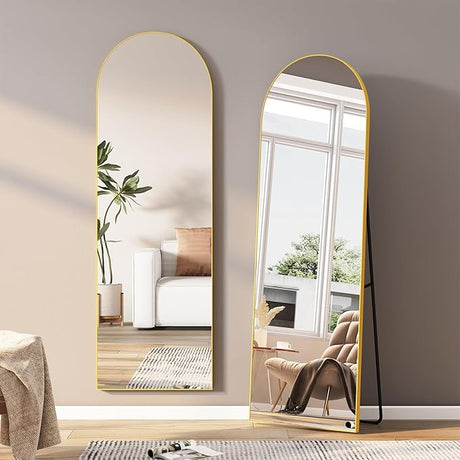 Full Length Mirror with Stand, 65"x24" Mirror Full Length, Aluminum Alloy Frame Full Body