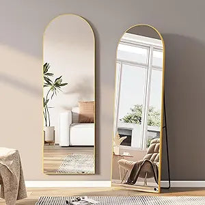 Arched Mirror, 65"x24" Arched Floor Mirror, Full Body Mirror Hanging or Leaning for Wall, Arched Mirror Full Length with Aluminum Alloy Frame, Black Bedroom Mirror, Tempered Glass Long Mirror