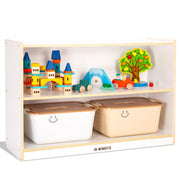 Kids Toy Storage Organizer, 2-Tier Wooden Storage Cabinet, Spacious Montessori Kids