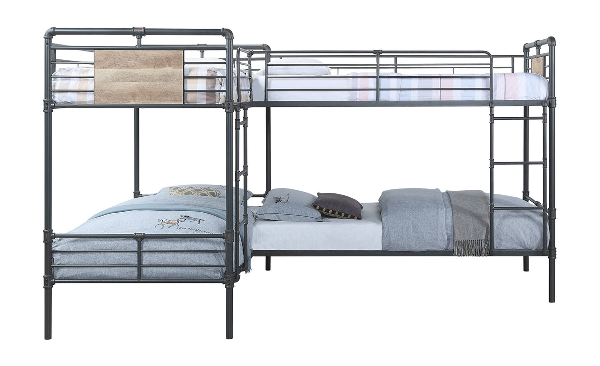 Cordelia Twin Over Twin Metal Bunk Bed in Sandy Black and Dark Bronze