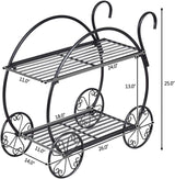 Garden Cart Metal Plant Stand with 4 Decorative Wheels, Succulent