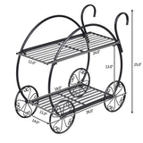 Garden Cart Metal Plant Stand with 4 Decorative Wheels, Succulent