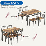 Compact Dining Table Set for 4 - Rustic Brown