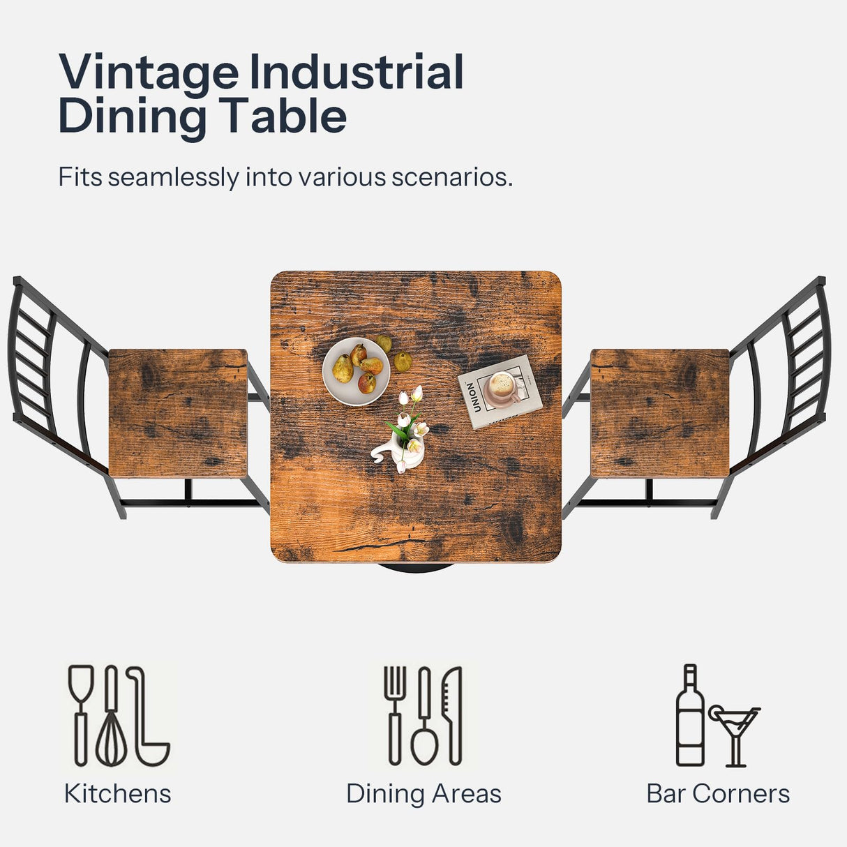 Square Dining Table for 2 - 27.6" Small Space Kitchen Table with Heavy Base